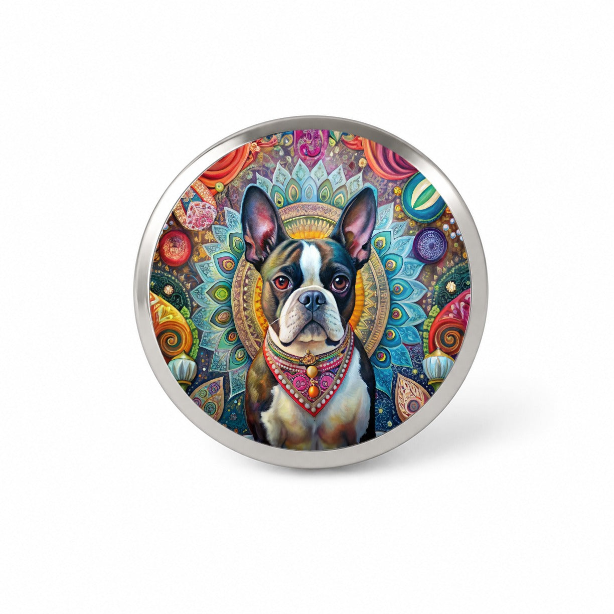 Boston Terrier Dog Bohemian Art Novelty Hat Backpack Lapel Pin
