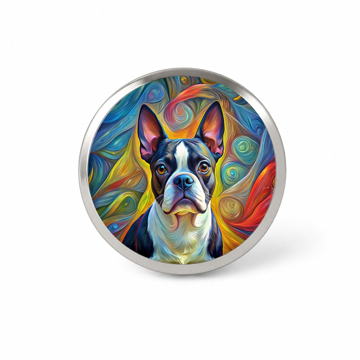 Boston Terrier Dog Expressionism Art Novelty Hat Backpack Lapel Pin