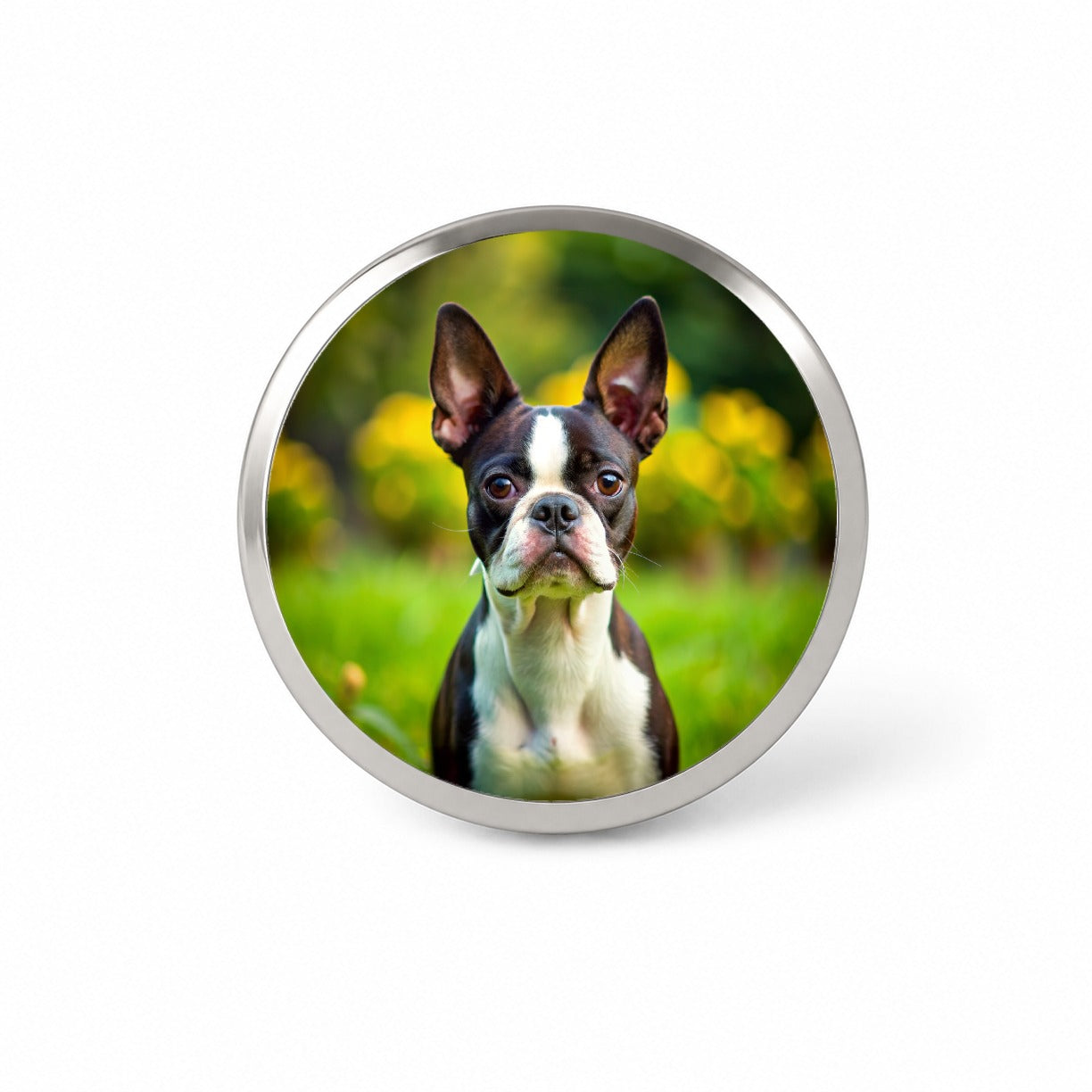 Boston Terrier Dog Photo Novelty Hat Backpack Lapel Pin
