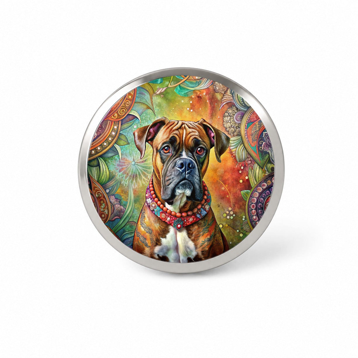 Boxer Dog Bohemian Art Novelty Hat Backpack Lapel Pin