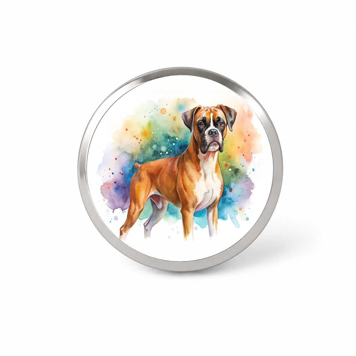 Boxer Dog Watercolor Style Novelty Hat Backpack Lapel Pin