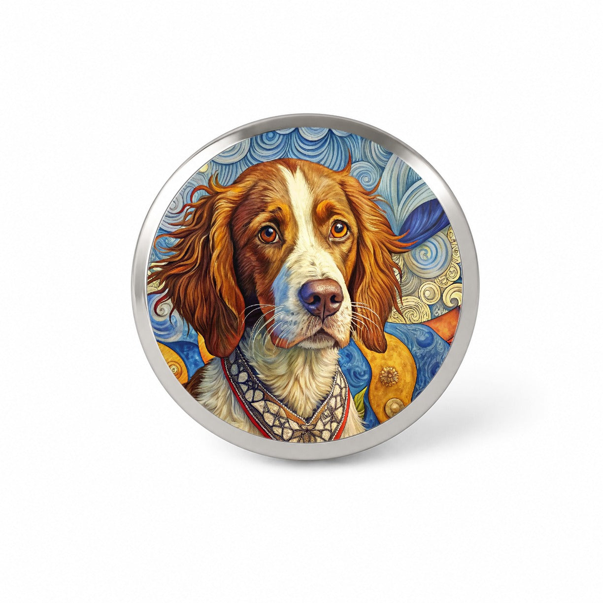 Brittany Spaniel Dog French Bohemian Art Novelty Hat Backpack Lapel Pin