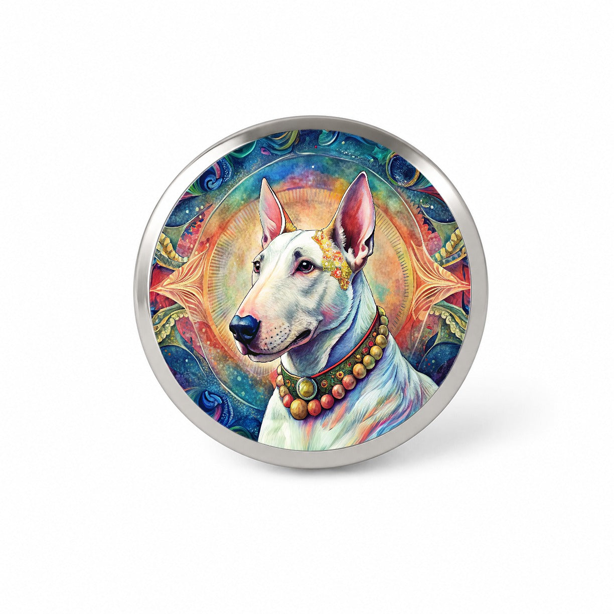Bull Terrier Dog Bohemian Art Novelty Hat Backpack Lapel Pin