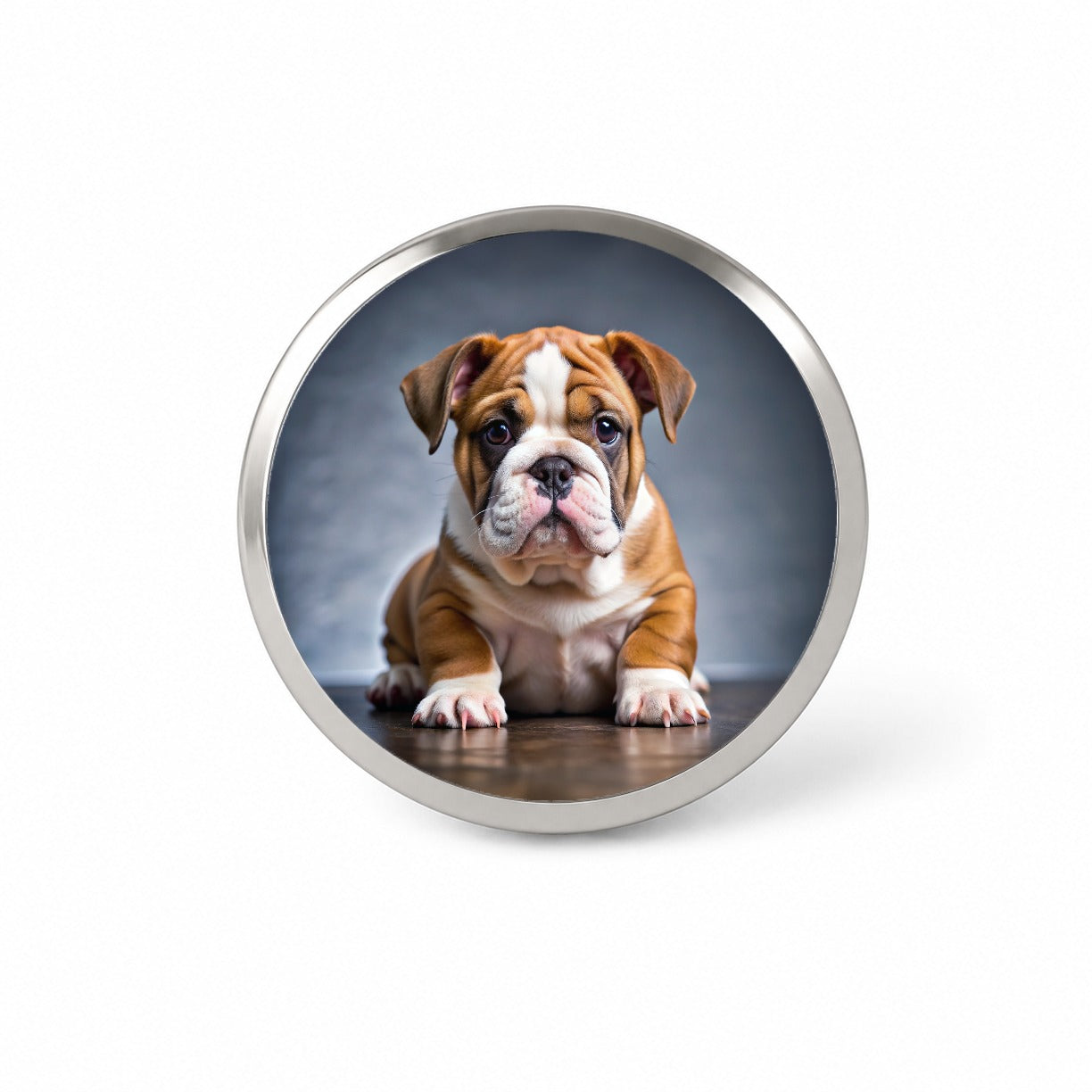 Bulldog Puppy Photo Novelty Hat Backpack Lapel Pin