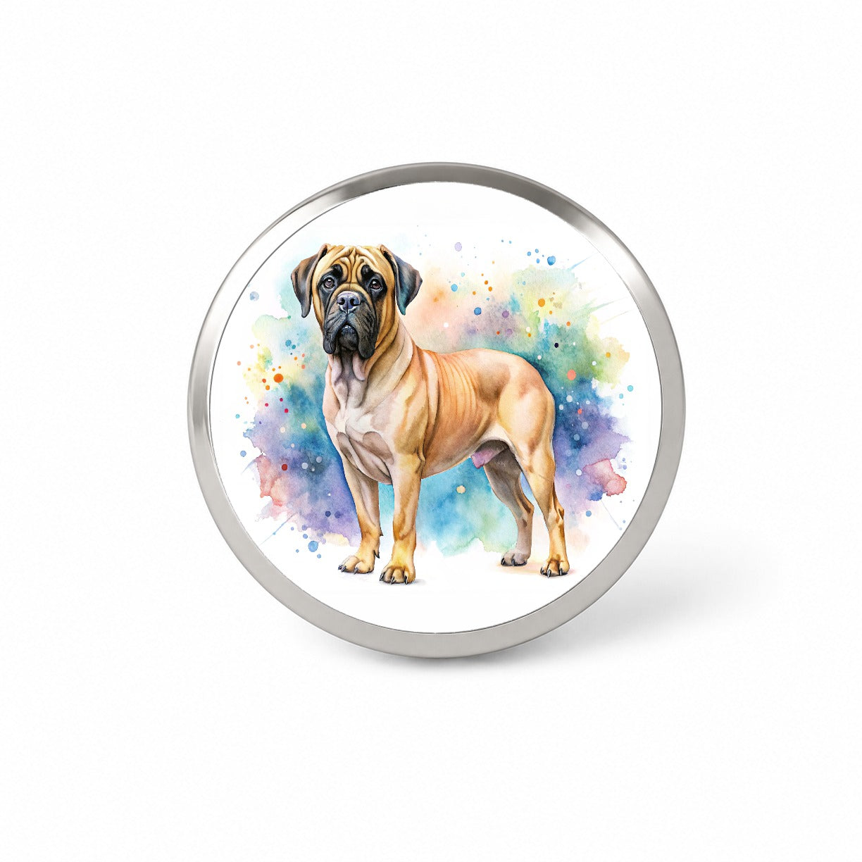 Bullmastiff Dog Watercolor Style Novelty Hat Backpack Lapel Pin