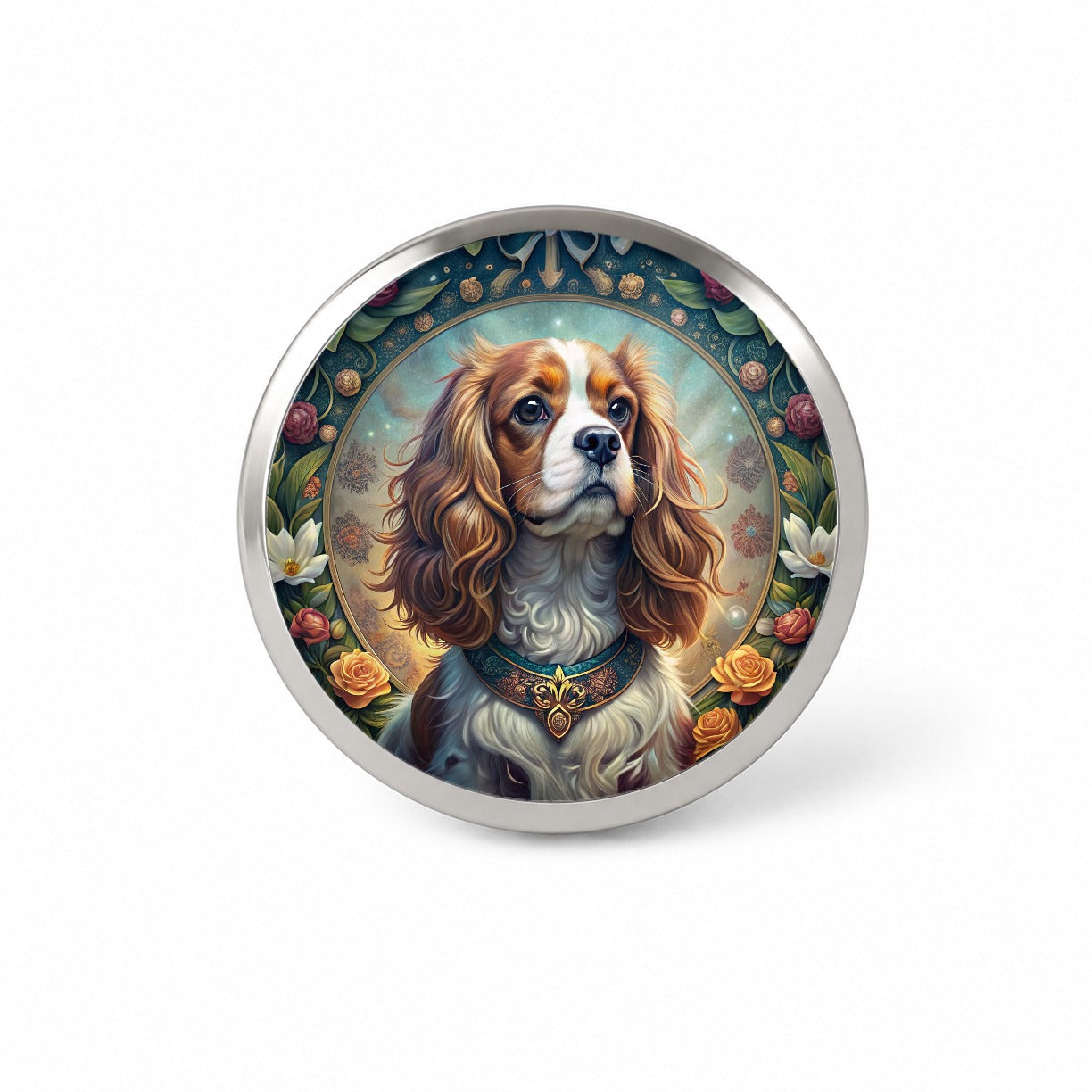 Cavalier King Charles Spaniel Dog Art Nouveau Novelty Hat Backpack Lapel Pin