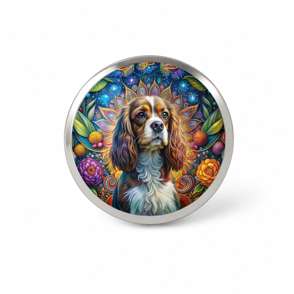 Cavalier King Charles Spaniel Dog Bohemian Art Novelty Hat Backpack Lapel Pin