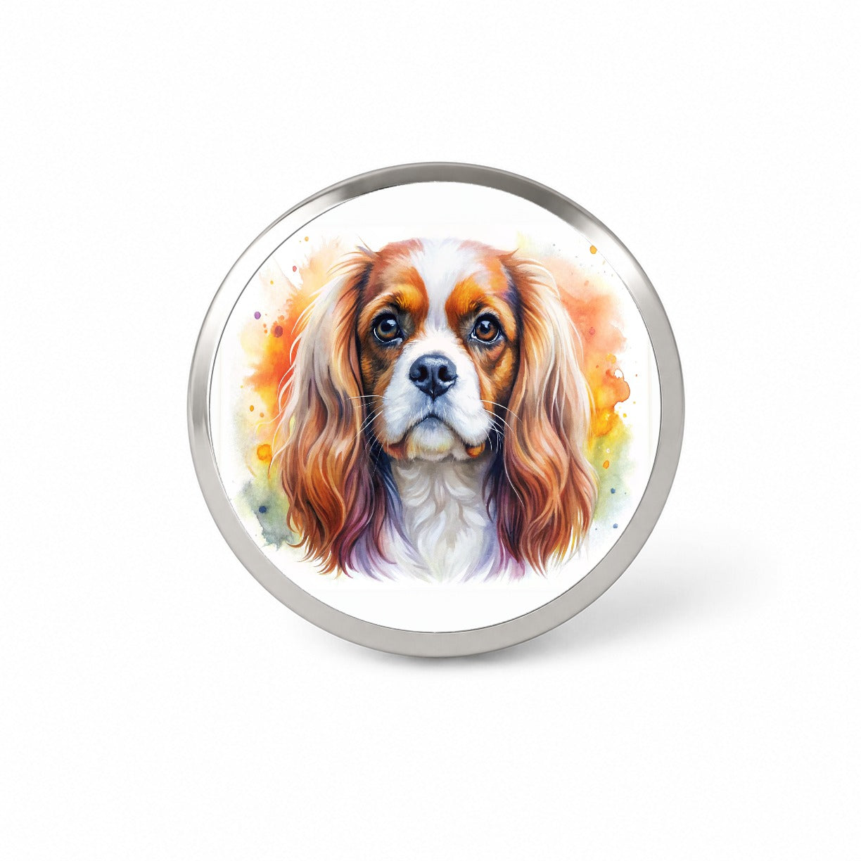 Cavalier King Charles Spaniel Dog Watercolor Style Novelty Hat Backpack Lapel Pin
