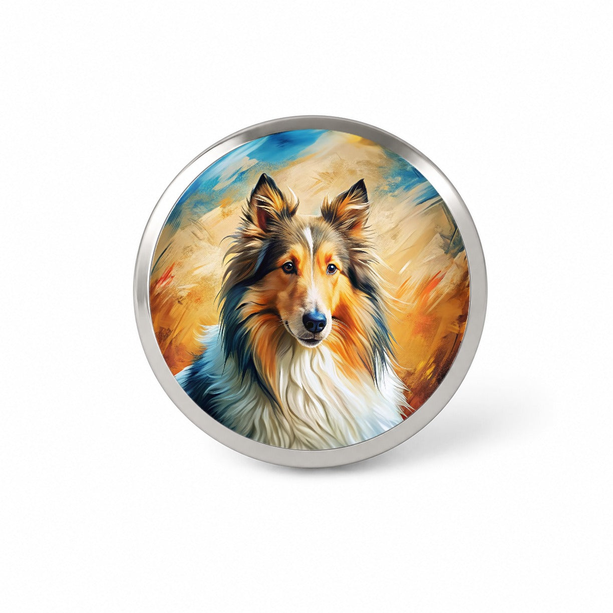 Collie Dog Expressionism Art Novelty Hat Backpack Lapel Pin