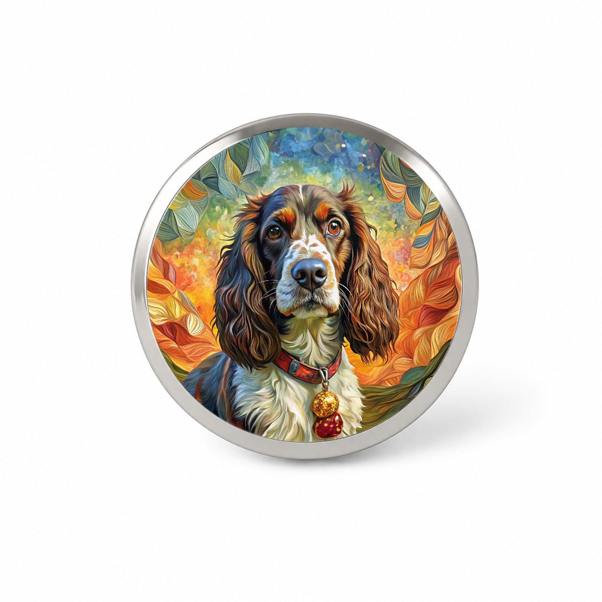 English Springer Spaniel Dog Bohemian Art Novelty Hat Backpack Lapel Pin