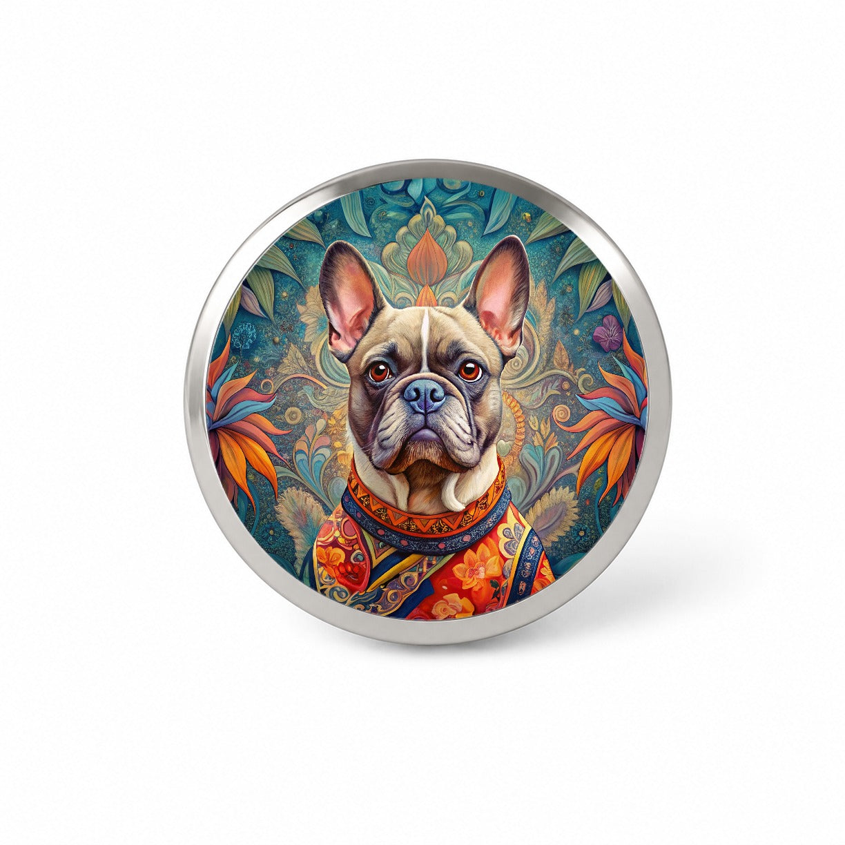 French Bulldog Frenchie Dog French Bohemian Art Novelty Hat Backpack Lapel Pin