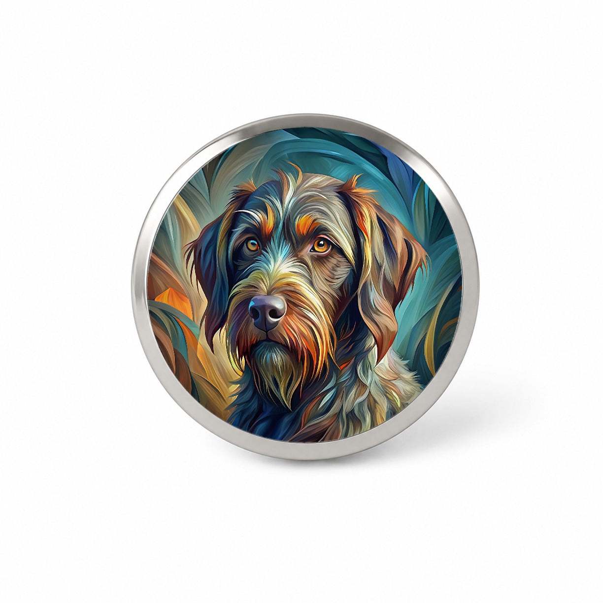 German Wirehaired Pointer Dog Abstract Stylized Art Novelty Hat Backpack Lapel Pin