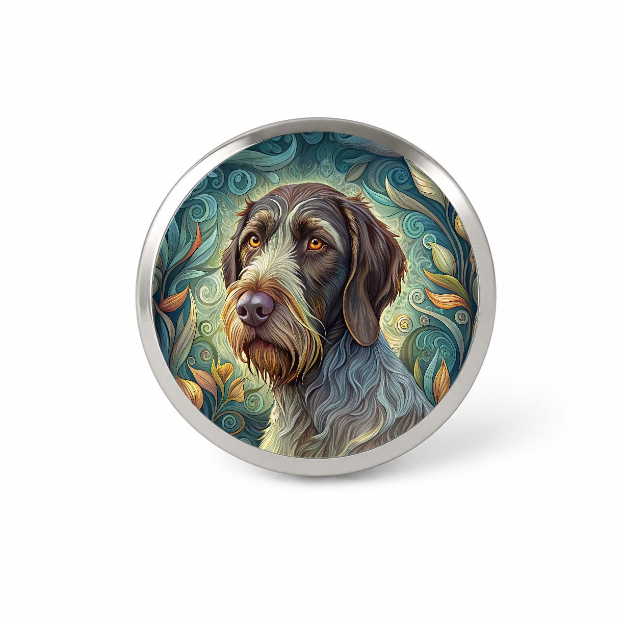German Wirehaired Pointer Dog Art Nouveau Novelty Hat Backpack Lapel Pin
