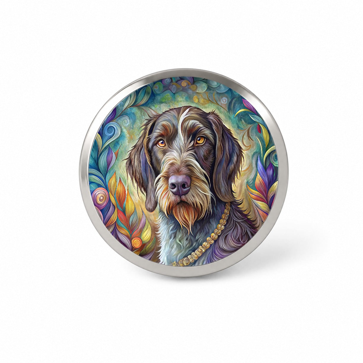 German Wirehaired Pointer Dog Bohemian Art Novelty Hat Backpack Lapel Pin