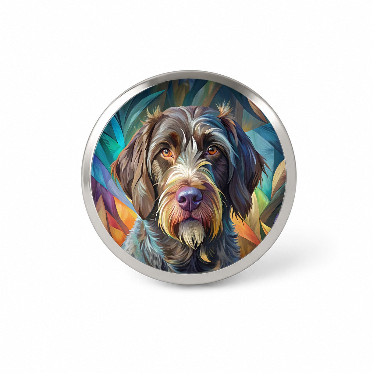 German Wirehaired Pointer Dog Contemporary Art Novelty Hat Backpack Lapel Pin