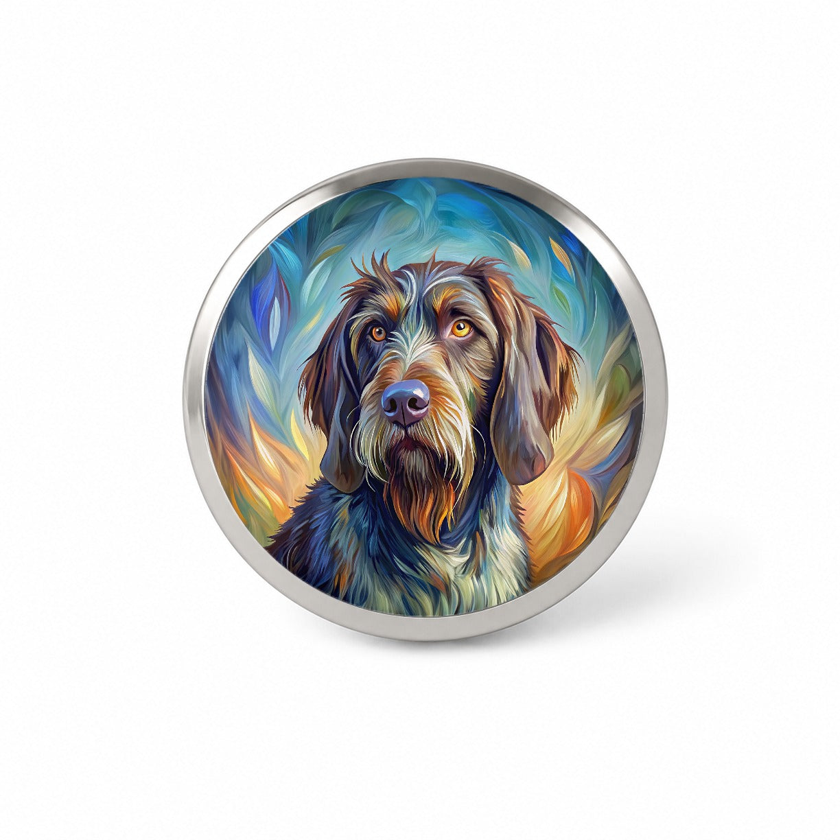 German Wirehaired Pointer Dog Expressionism Art Novelty Hat Backpack Lapel Pin
