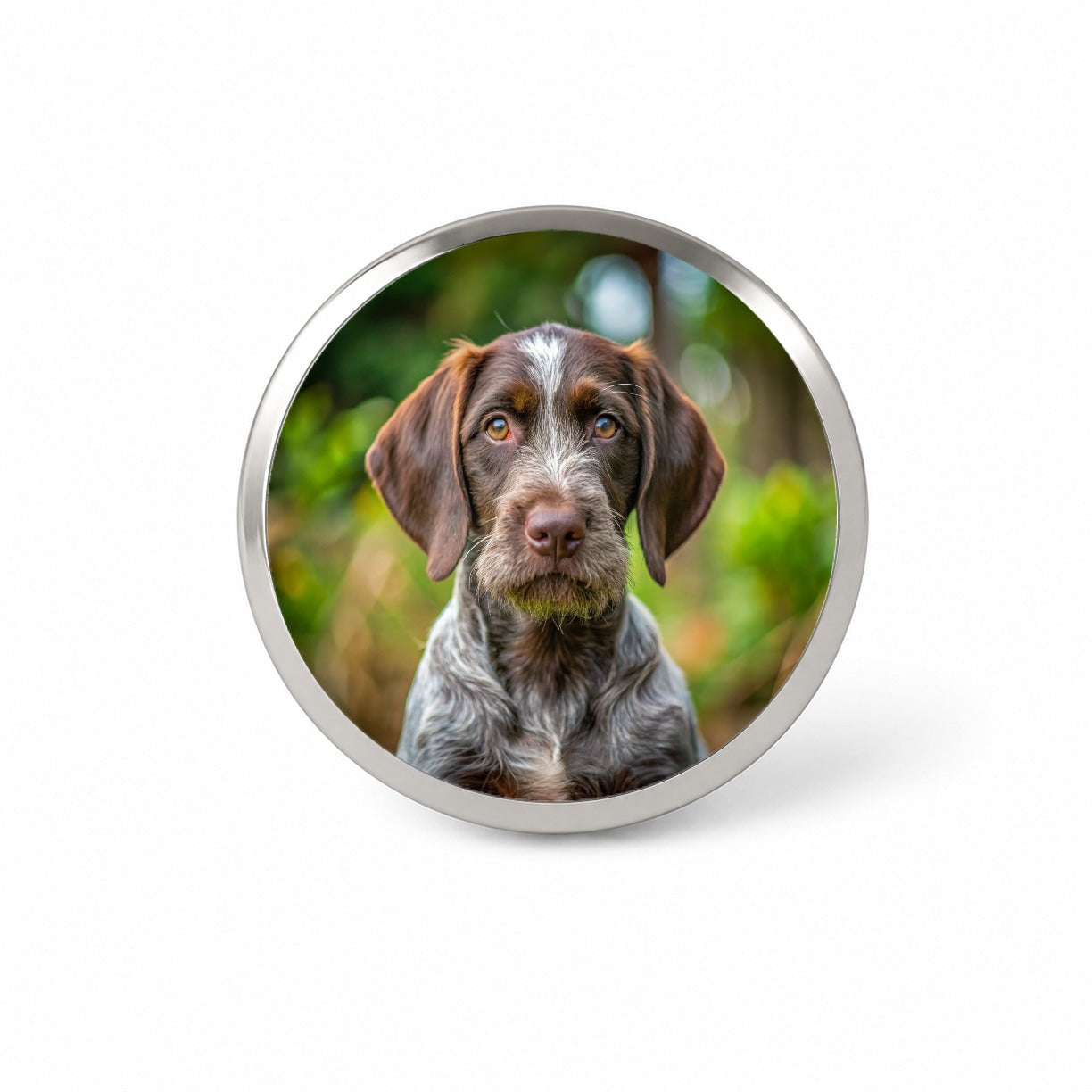 German Wirehaired Pointer Dog Puppy Photo Novelty Hat Backpack Lapel Pin
