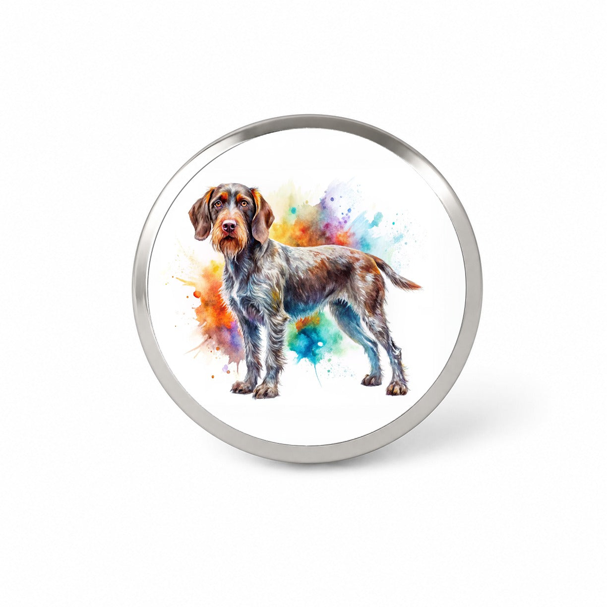 German Wirehaired Pointer Dog Watercolor Style Novelty Hat Backpack Lapel Pin