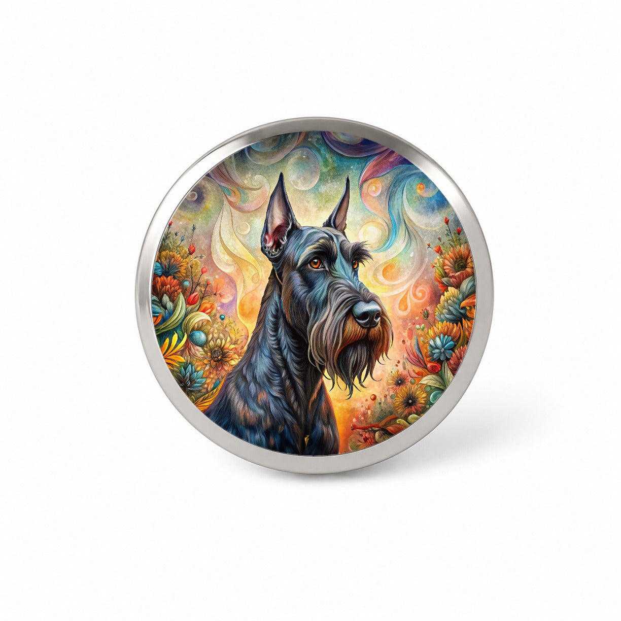 Giant Schnauzer Dog Bohemian Art Novelty Hat Backpack Lapel Pin