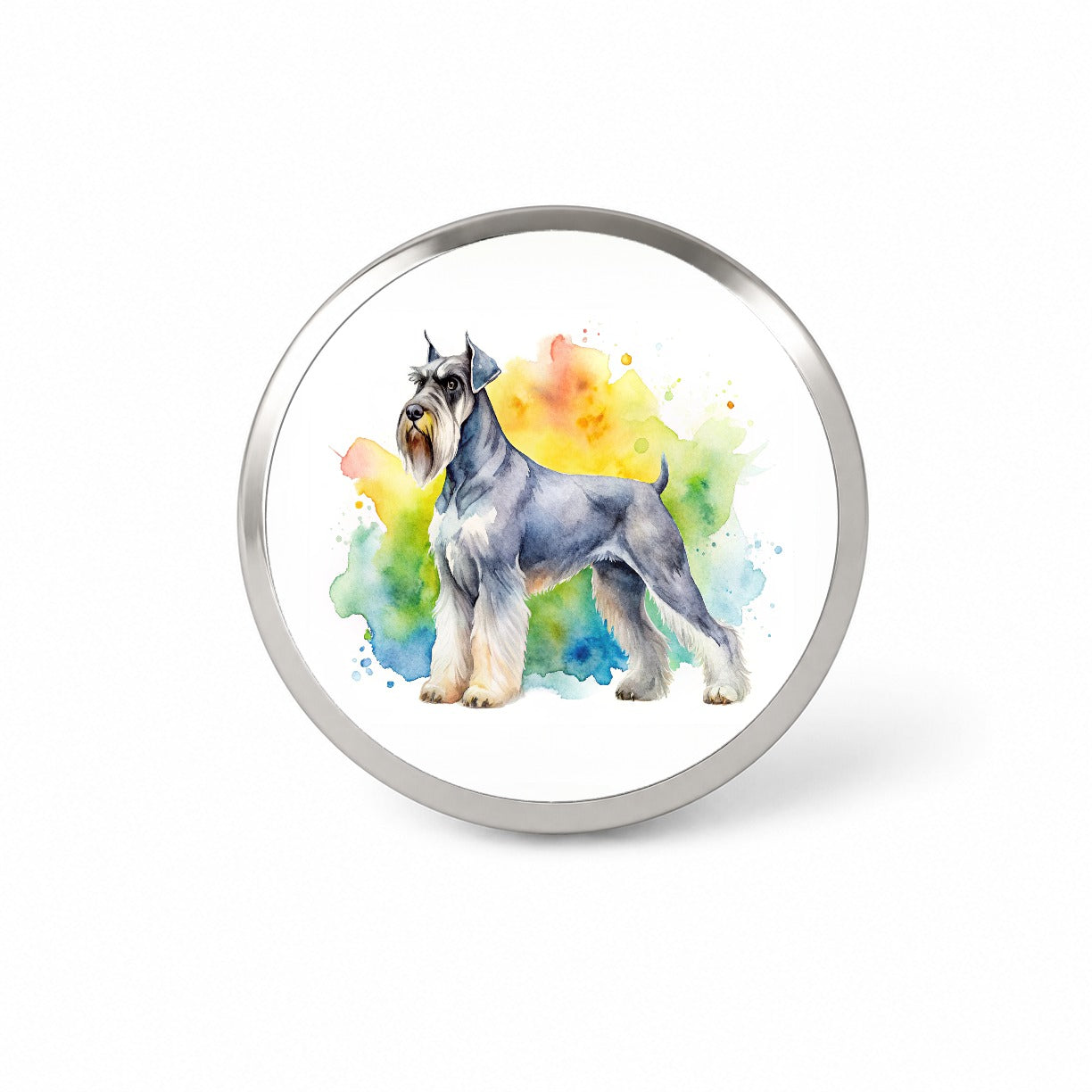 Giant Schnauzer Dog Watercolor Style Novelty Hat Backpack Lapel Pin