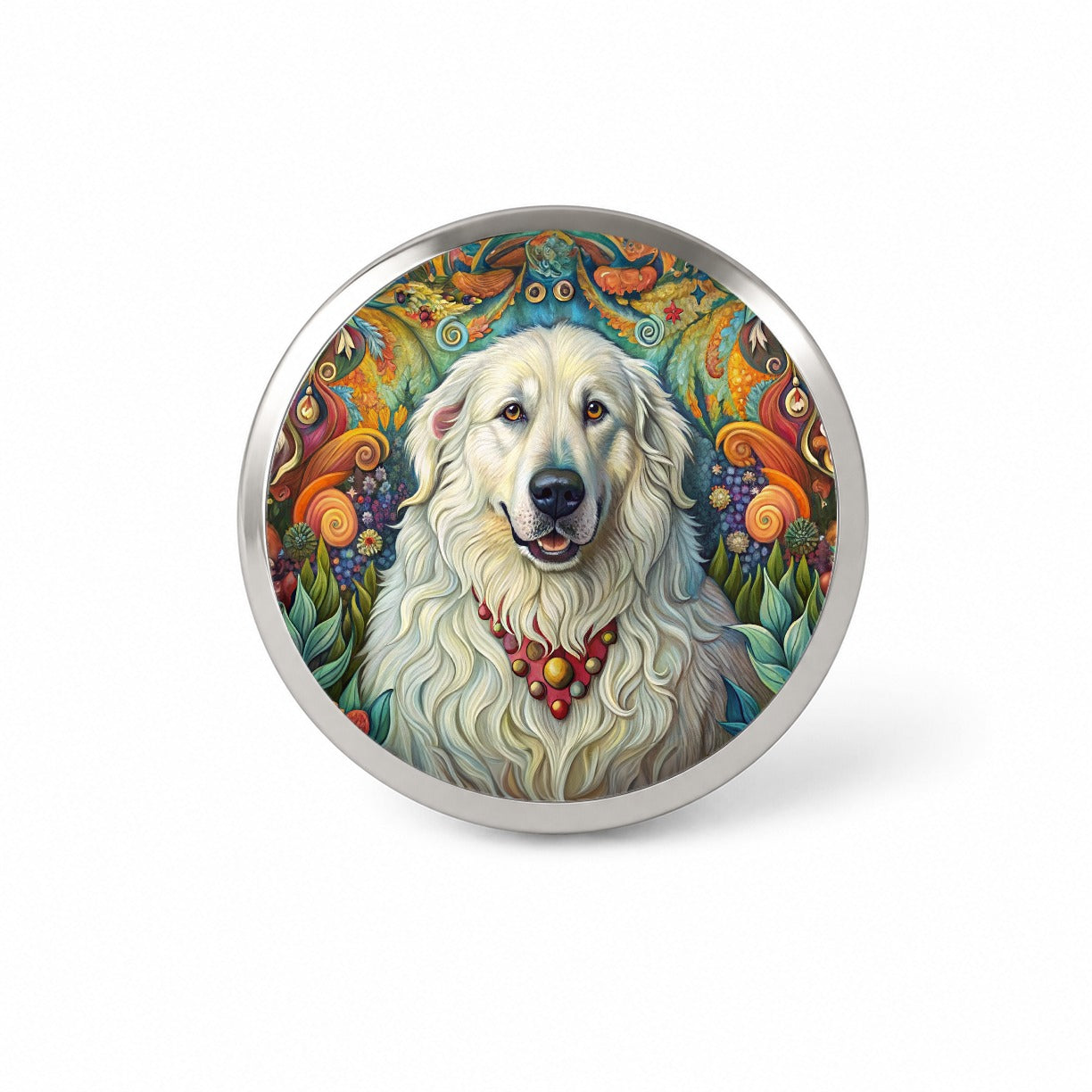 Great Pyrenees Dog French Bohemian Art Novelty Hat Backpack Lapel Pin