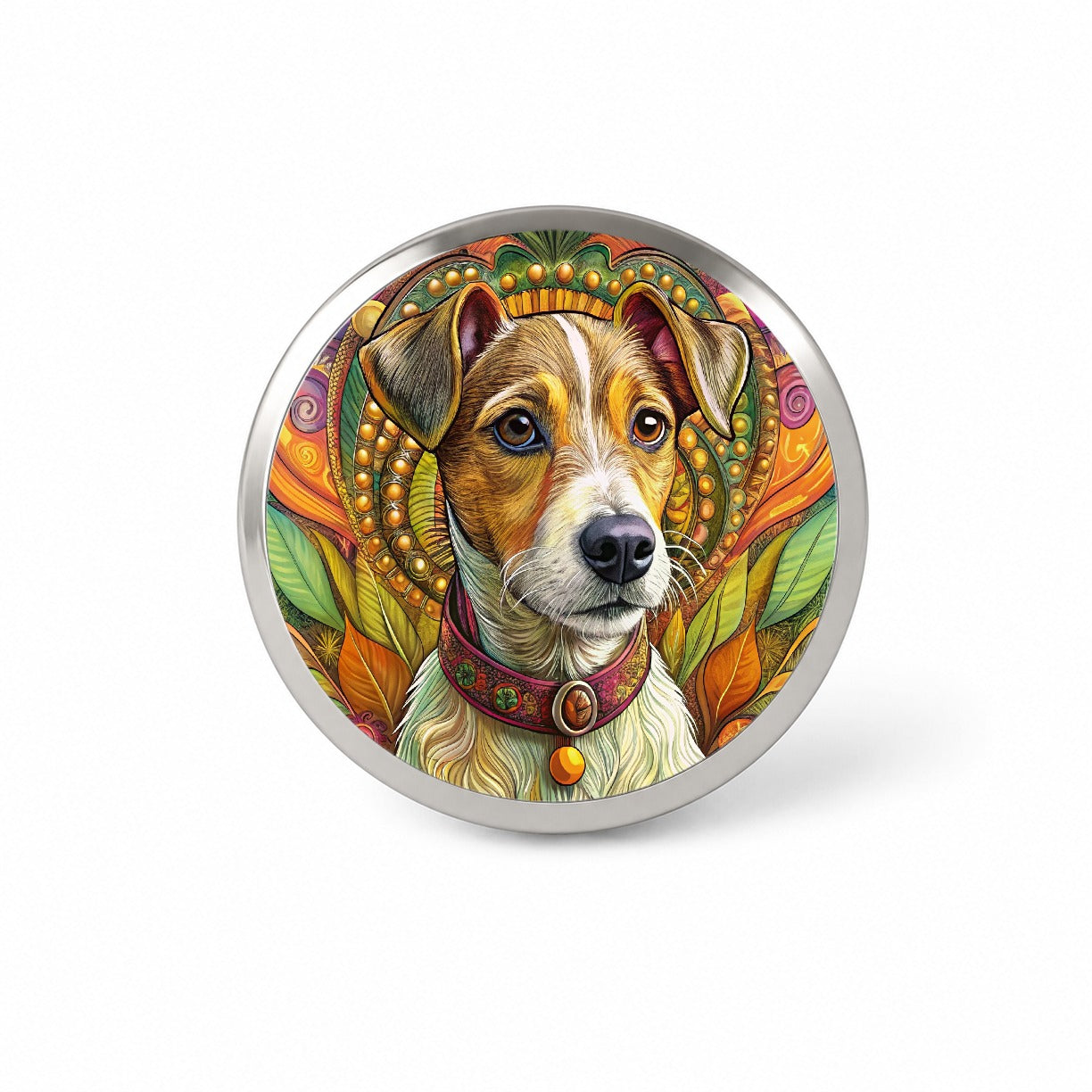 Jack Russell Terrier Dog Bohemian Art Novelty Hat Backpack Lapel Pin