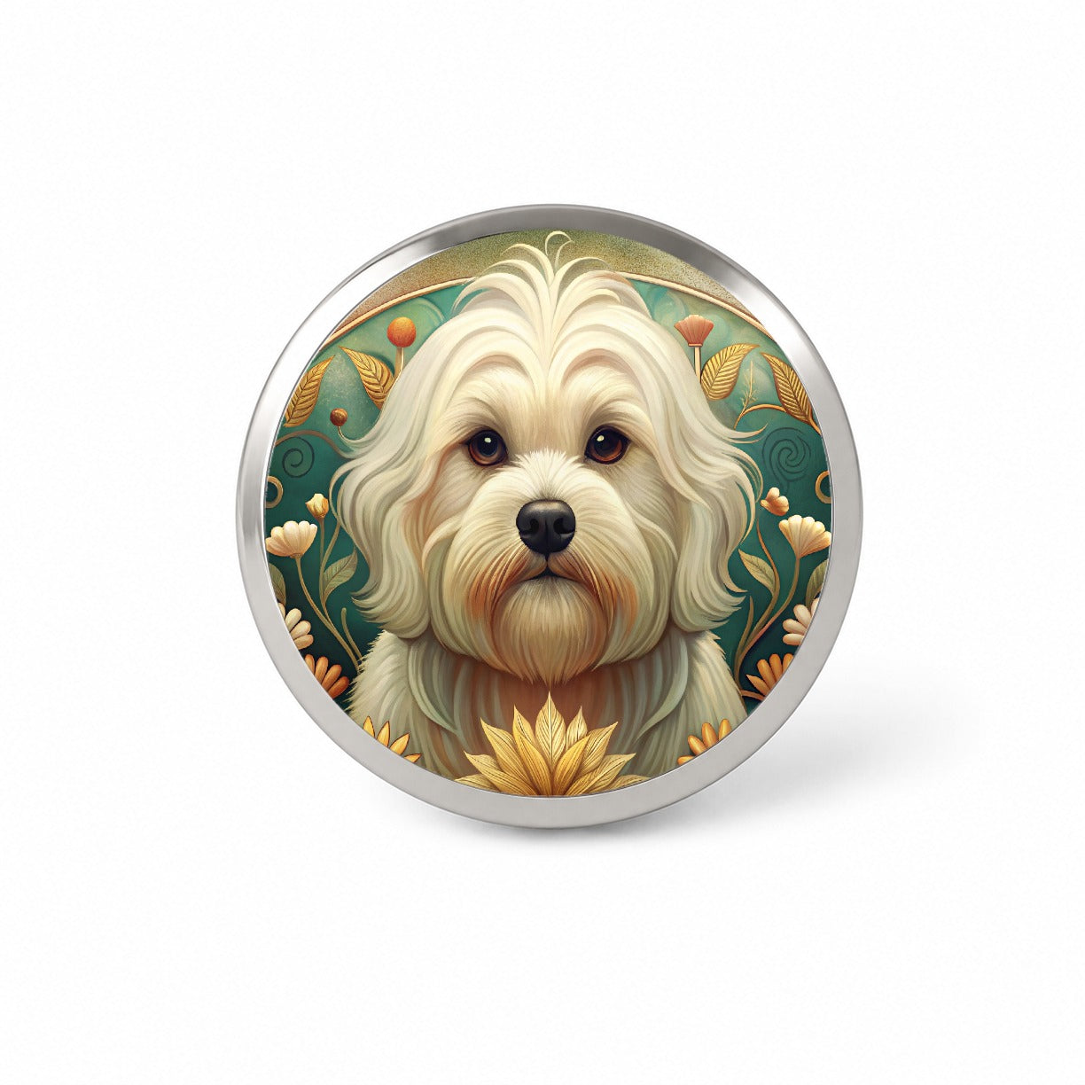 Maltese Dog Art Nouveau Novelty Hat Backpack Lapel Pin