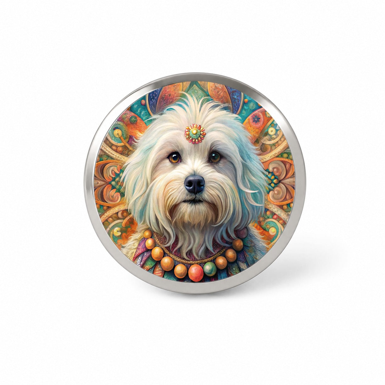 Maltese Dog Bohemian Art Novelty Hat Backpack Lapel Pin