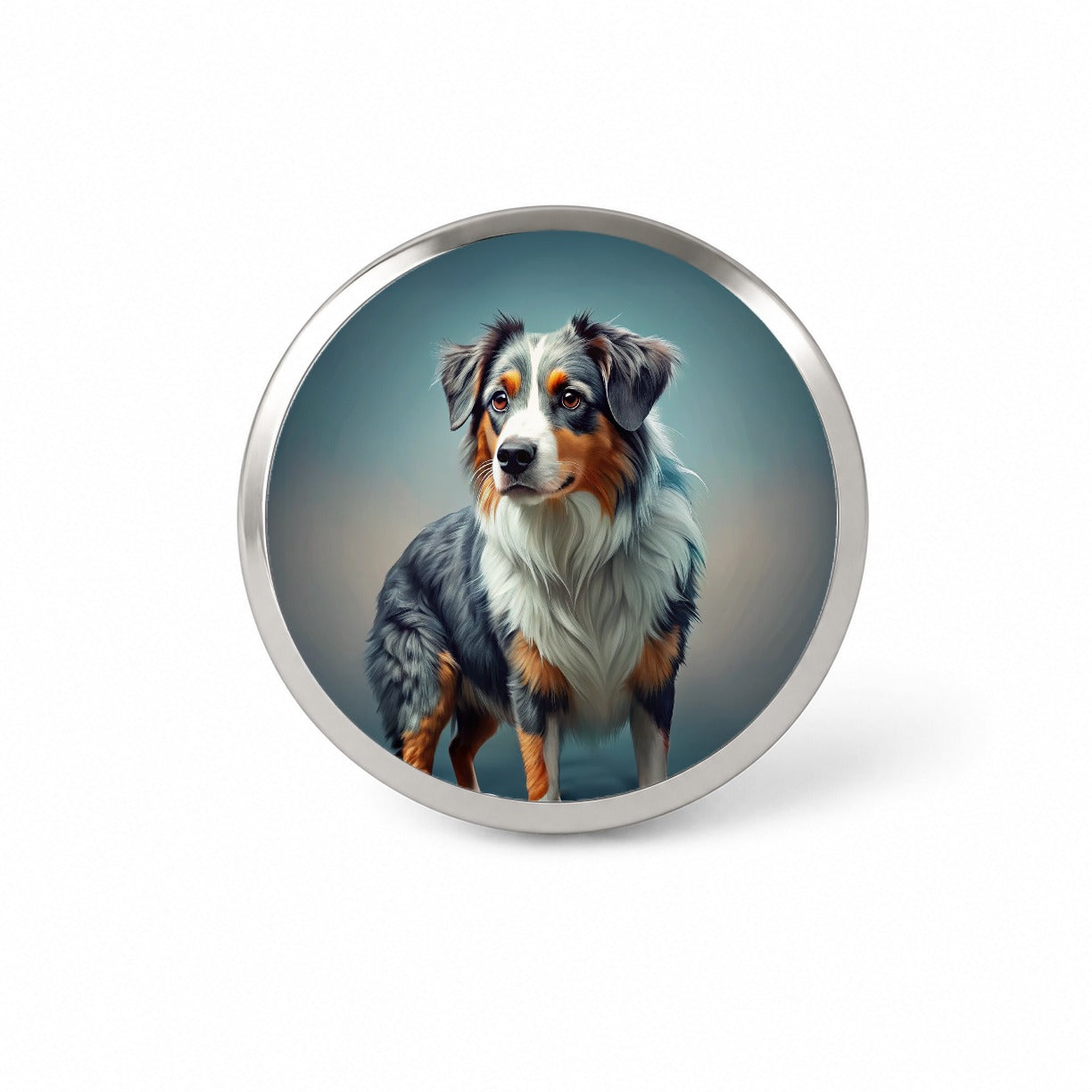 Miniature American Shepherd Dog Contemporary Art Novelty Hat Backpack Lapel Pin