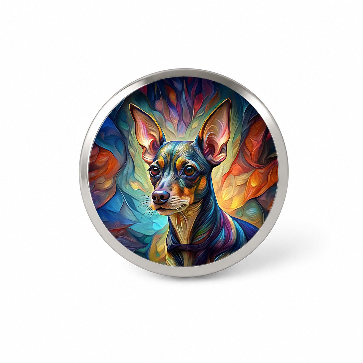 Miniature Pinscher Dog Abstract Stylized Art Novelty Hat Backpack Lapel Pin