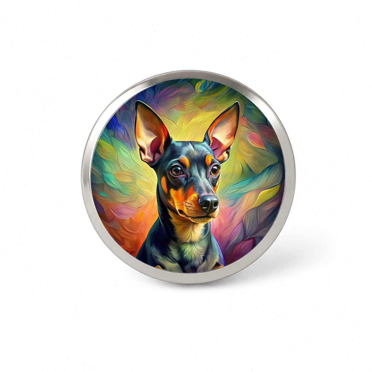 Miniature Pinscher Dog Pop Art Novelty Hat Backpack Lapel Pin