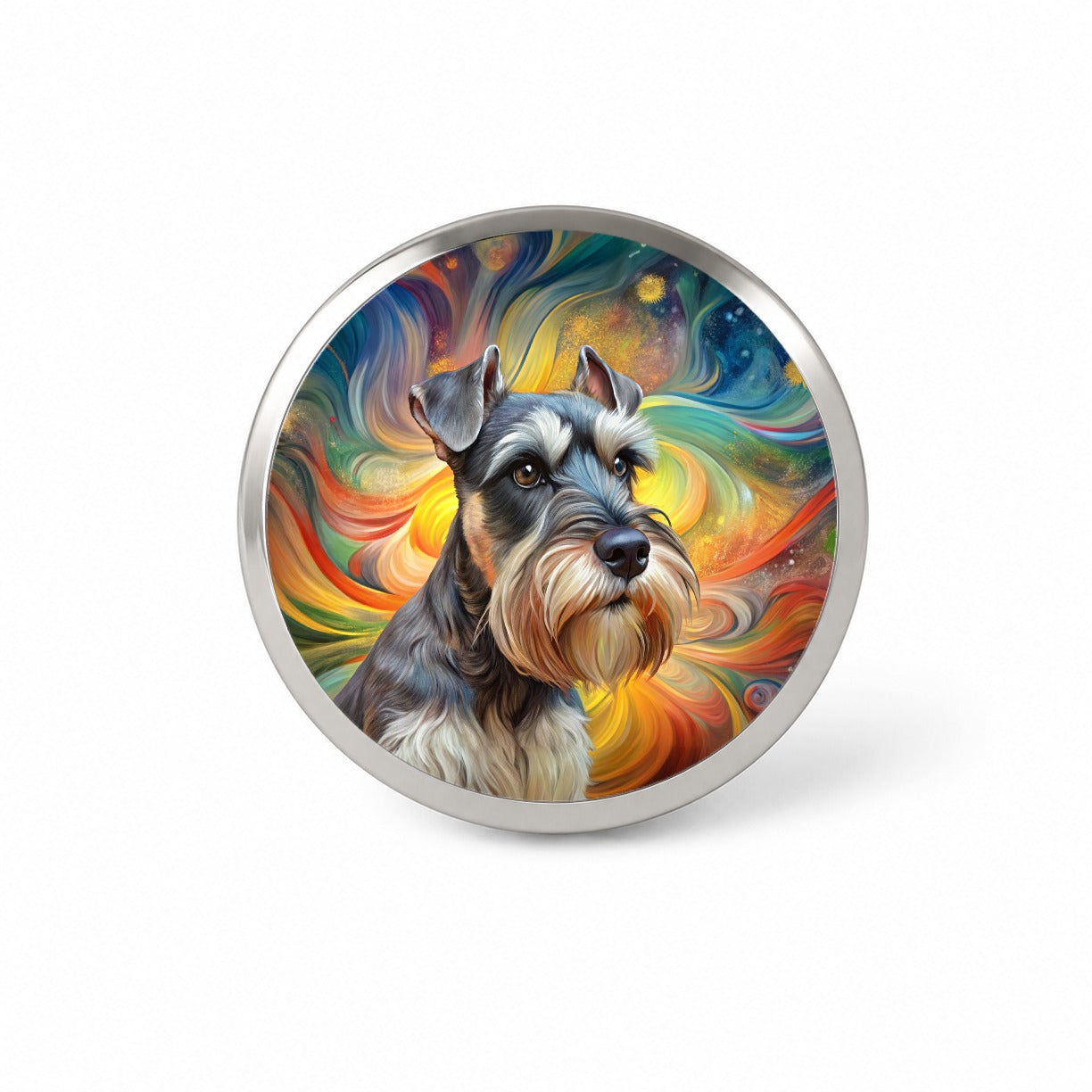 Miniature Schnauzer Dog Abstract Art Novelty Hat Backpack Lapel Pin