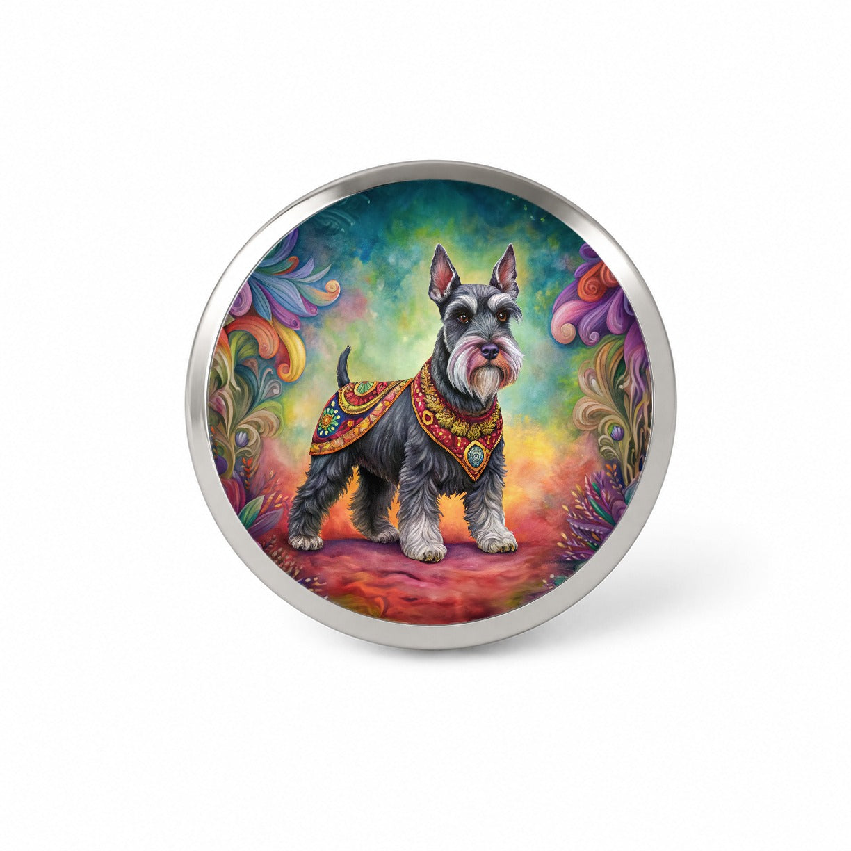 Miniature Schnauzer Dog Bohemian Art Novelty Hat Backpack Lapel Pin