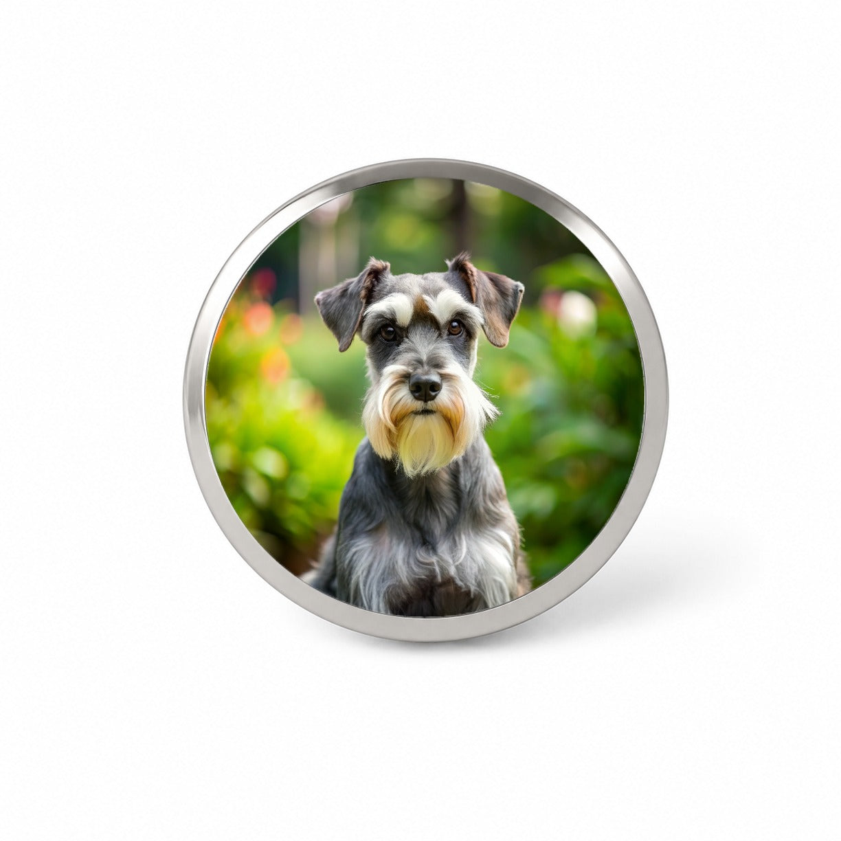 Miniature Schnauzer Dog Photo Novelty Hat Backpack Lapel Pin