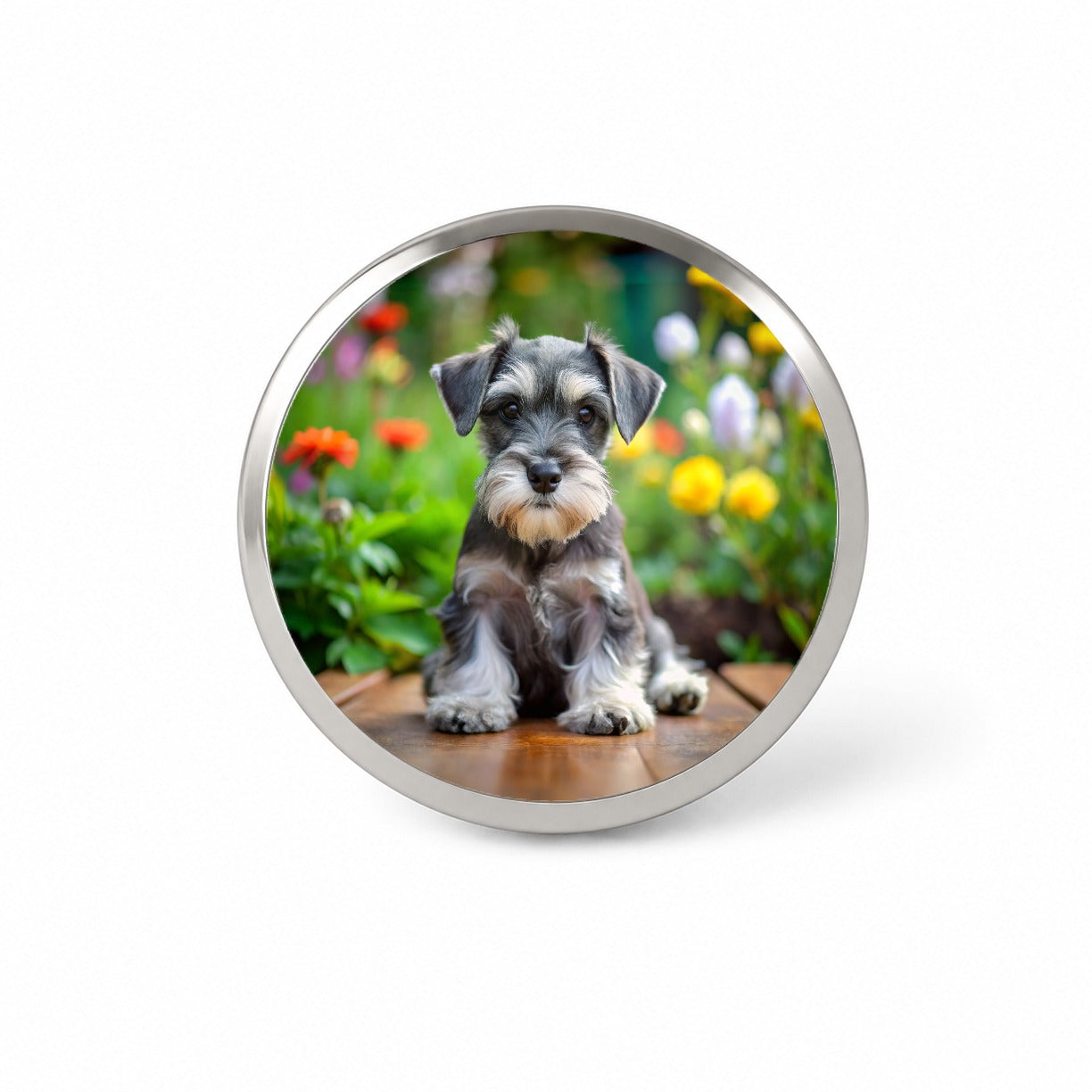 Miniature Schnauzer Dog Puppy Photo Novelty Hat Backpack Lapel Pin