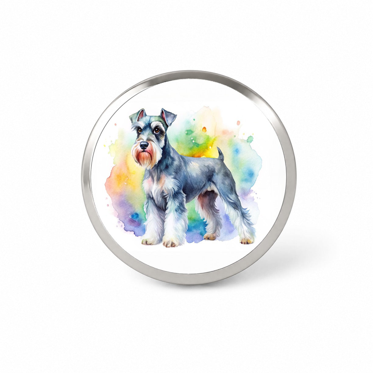 Miniature Schnauzer Dog Watercolor Style Novelty Hat Backpack Lapel Pin