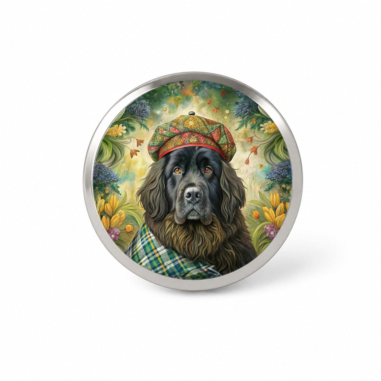 Newfoundland Dog French Bohemian Art Novelty Hat Backpack Lapel Pin