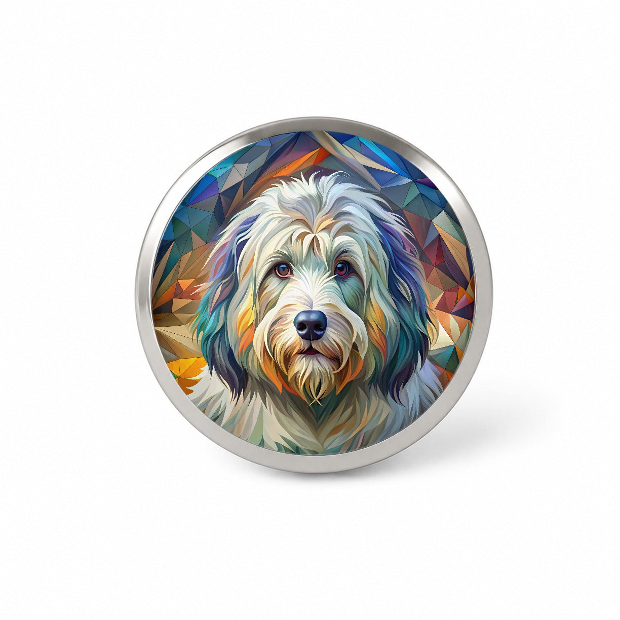 Old English Sheepdog Dog Abstract Stylized Art Novelty Hat Backpack Lapel Pin