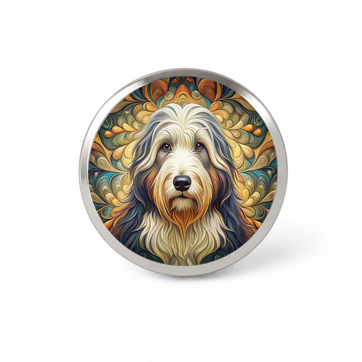 Old English Sheepdog Dog Art Nouveau Novelty Hat Backpack Lapel Pin
