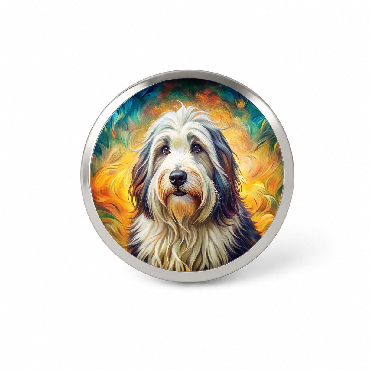 Old English Sheepdog Dog Bohemian Art Novelty Hat Backpack Lapel Pin