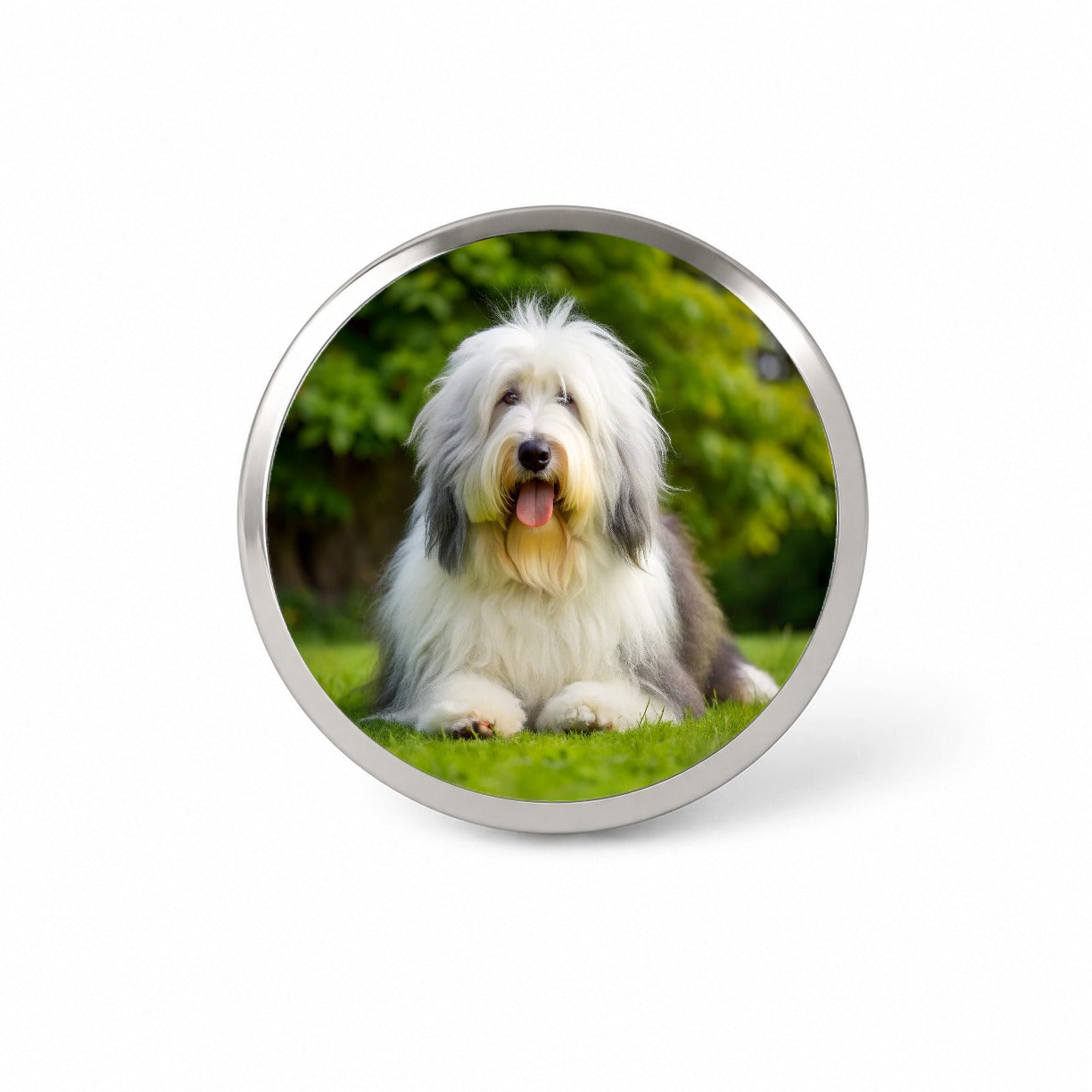 Old English Sheepdog Dog Photo Novelty Hat Backpack Lapel Pin