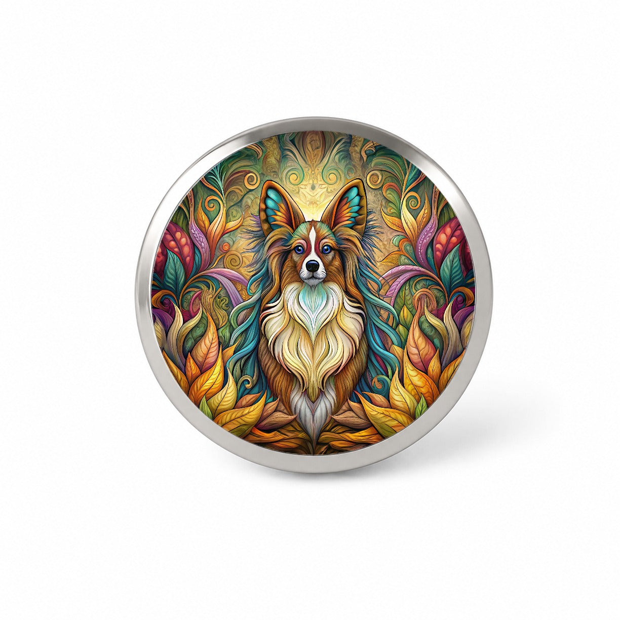 Papillion Dog Art Nouveau Novelty Hat Backpack Lapel Pin