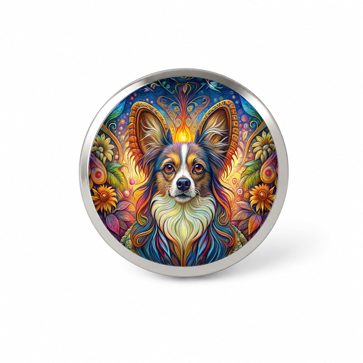 Papillion Dog French Bohemian Art Novelty Hat Backpack Lapel Pin