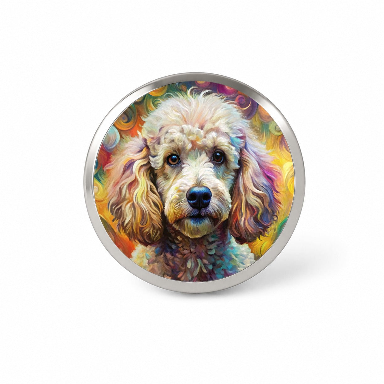 Poodle Dog Abstract Art Novelty Hat Backpack Lapel Pin