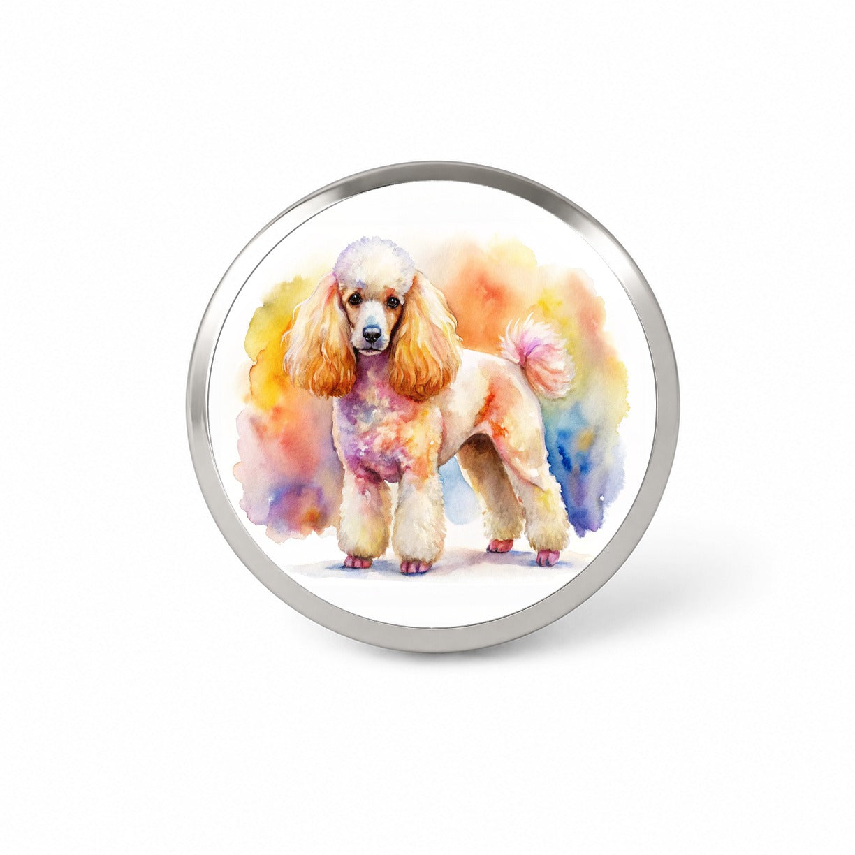 Poodle Dog Watercolor Style Novelty Hat Backpack Lapel Pin