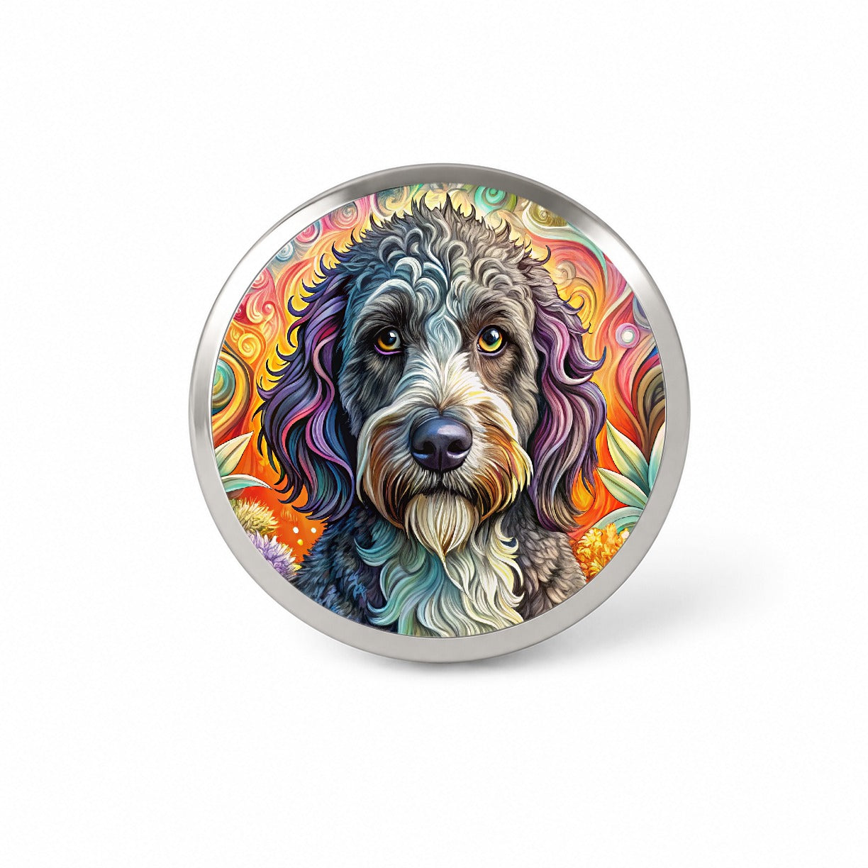 Portuguese Water Dog Bohemian Art Novelty Hat Backpack Lapel Pin