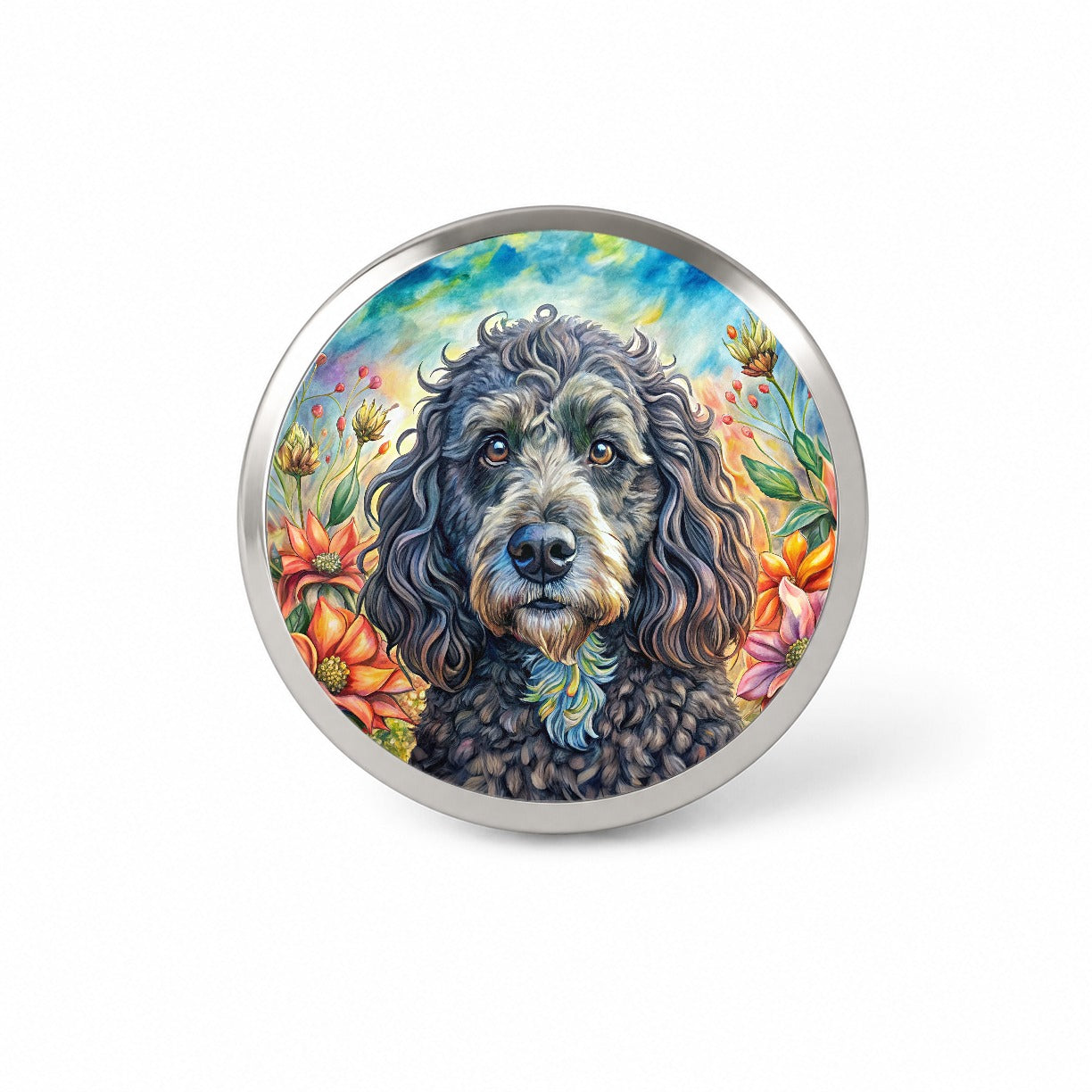Portuguese Water Dog French Bohemian Art Novelty Hat Backpack Lapel Pin