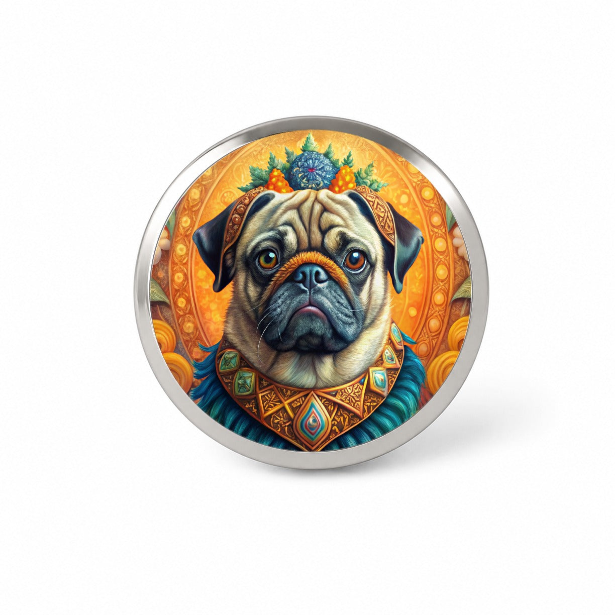 Pug Dog Bohemian Art Novelty Hat Backpack Lapel Pin