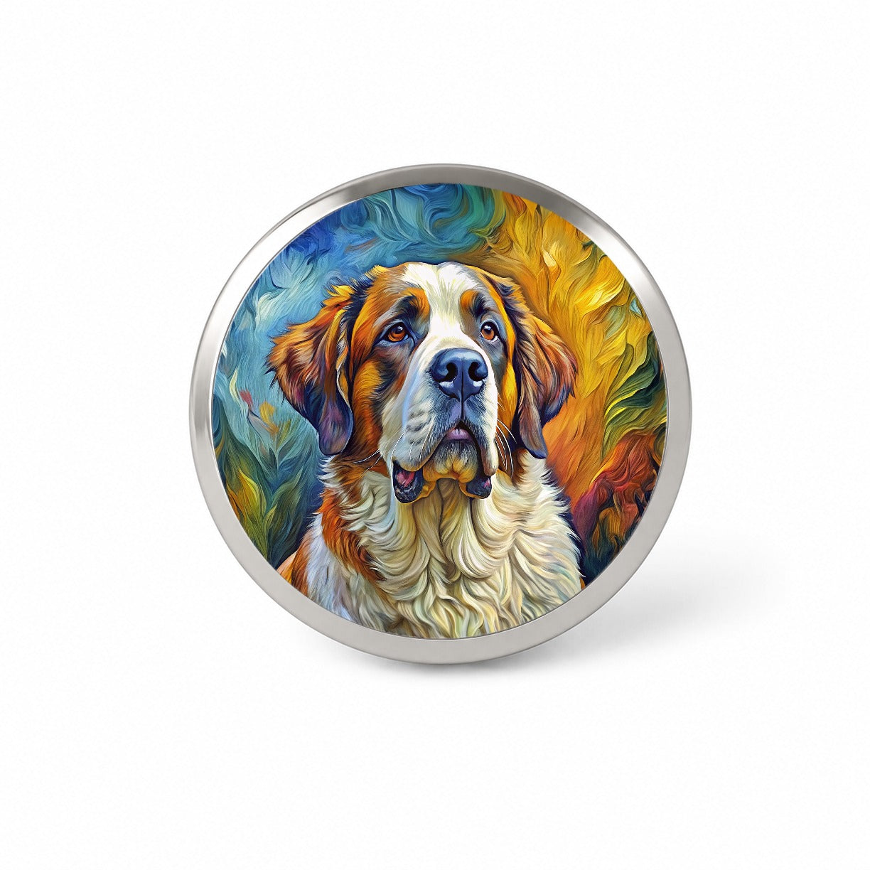 Saint Bernard Dog Expressionism Art Novelty Hat Backpack Lapel Pin