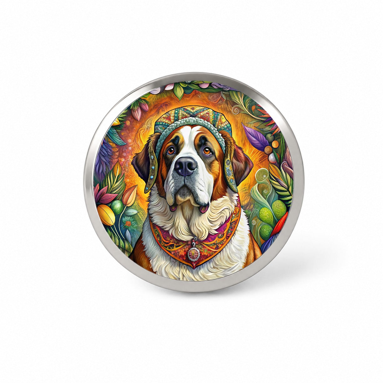 Saint Bernard Dog French Bohemian Art Novelty Hat Backpack Lapel Pin